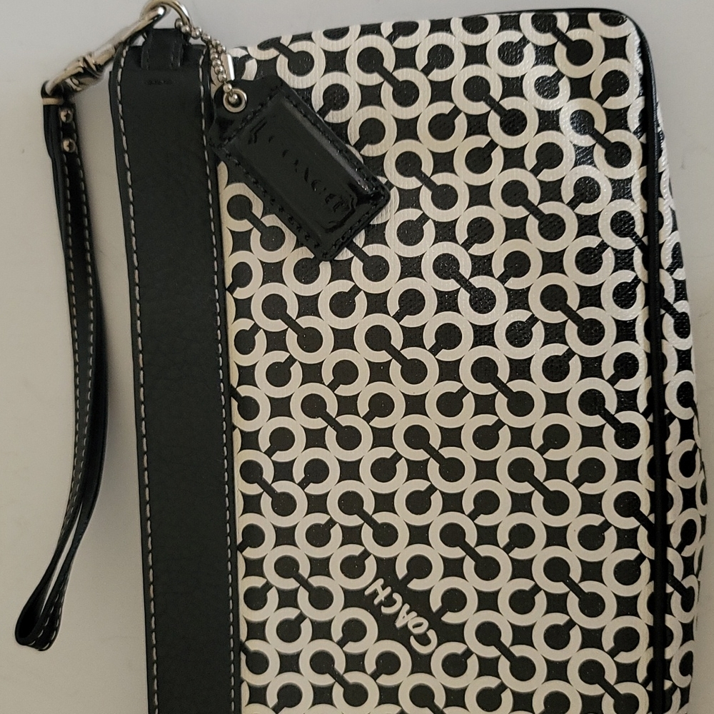 Rare! Coach Limited Edition Monogram C Clutch Wristlet Leather Canvas - Picture 6 of 13